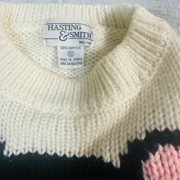 Vintage Knit Teddy Bear Ugly Sweater grandma-core granny cottage coastal Grandpa - Picture 2 of 5